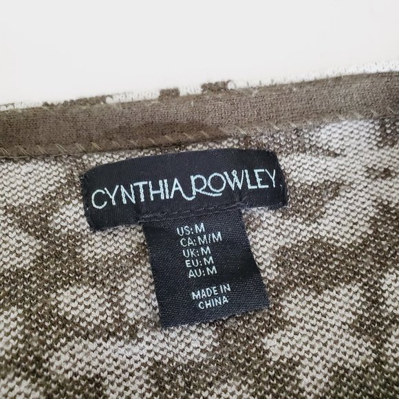 Cynthia Rowley Sweater Floral Boatneck Feminine Boxy Dark Olive Green M - Picture 5 of 9